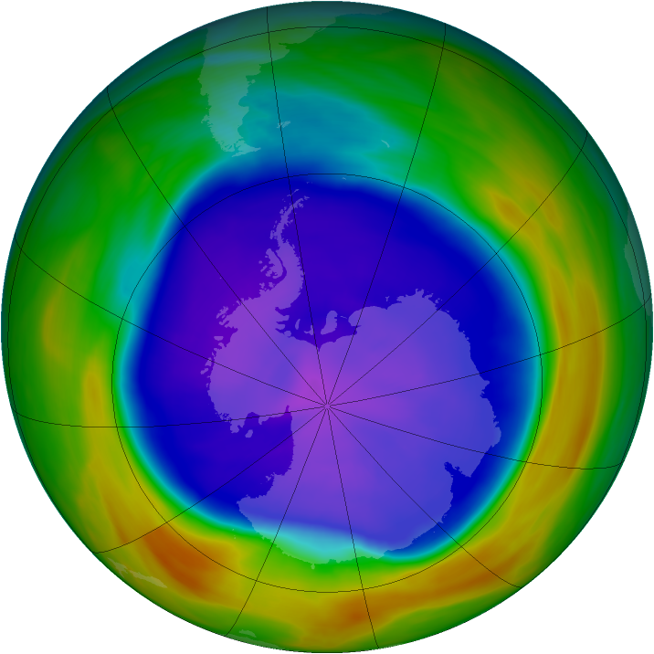 Antarctic ozone map for 18 September 2005